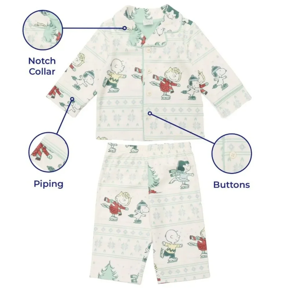 NEW Baby Boys Sz 18 Months Christmas Holiday SNOOPY PEANUTS Soft 2 Pc Pajama Set